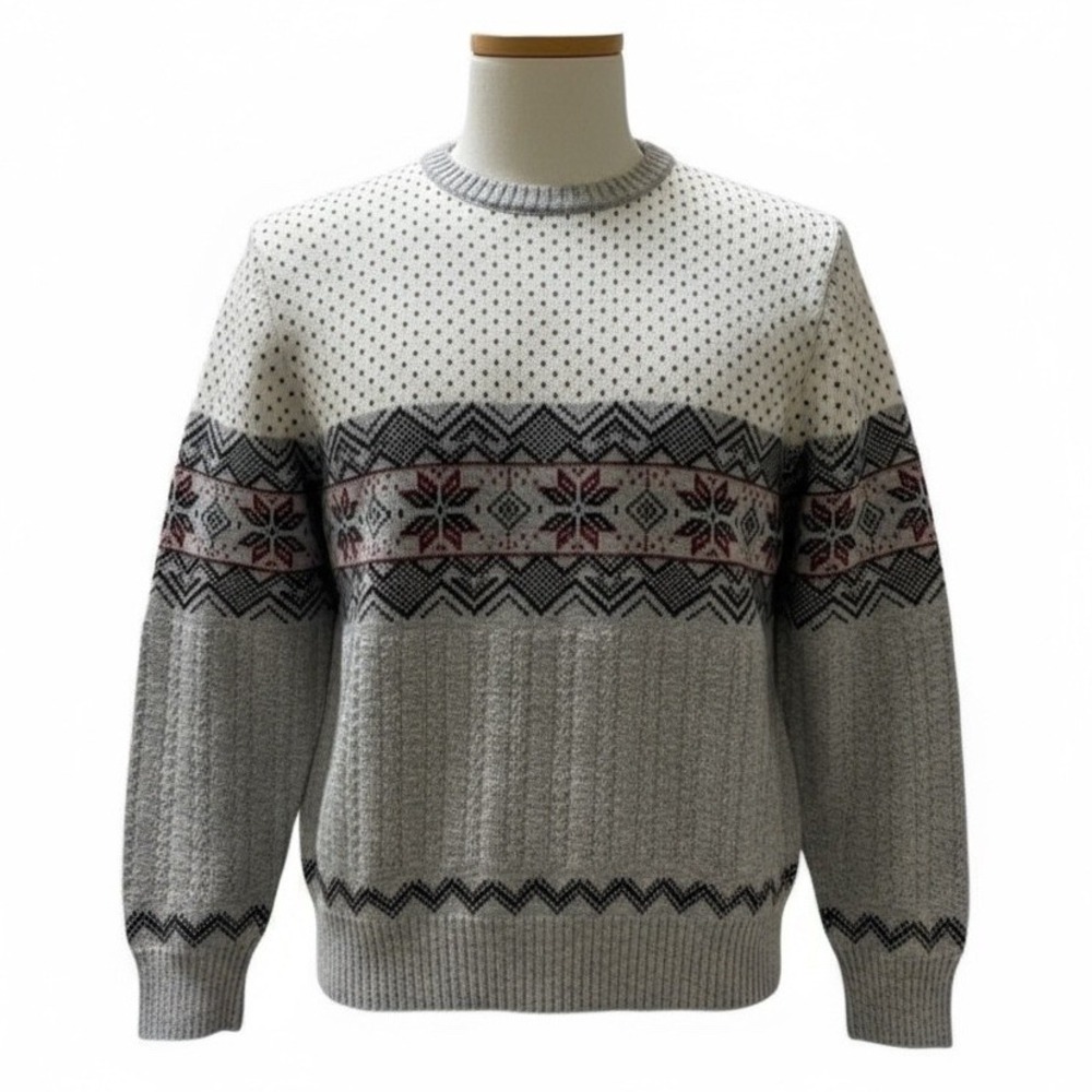 Vintage 80s KP Collection Snowflake Sweater Fair Isle Knit XL Retro Apres Ski